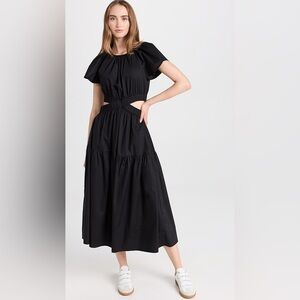 NWT MINKPINK ALLEGRA CUTOUT MIDI DRESS FLUTTER SLEEVES IN BLACK SIZE XXL